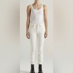 NWT EDWIN Women’s Bree Mid Rise Crop Straight Leg Ivory Jeans - Size 28